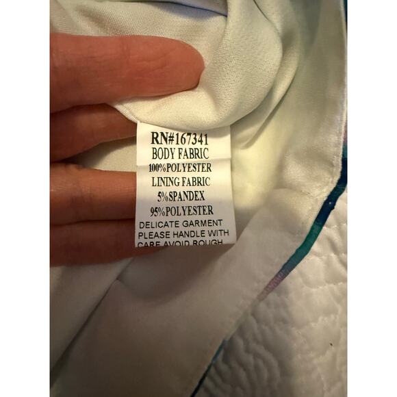 Hello Molly Strapless Watercolor Mini dress Blue/Green size Small 4 Pre-Owned - Picture 6 of 9